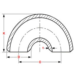 ASME B16.9 Buttweld 180 Degree Elbow Pipe Elbow Dimensions